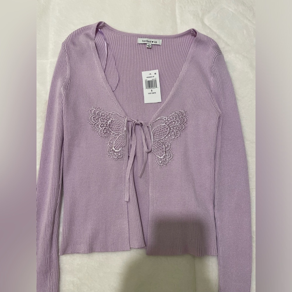 NWT | Women’s Tie Front Ribbed long Sleeve Butterfly Cardigan